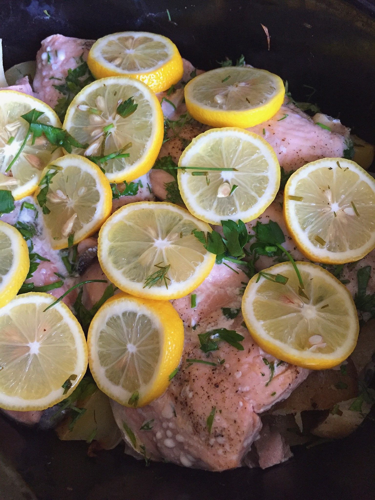 SLOW COOKER SALMON WITH POTATOES, FENNEL, AND HERBS // laurenariza.com // recipe schmecipe