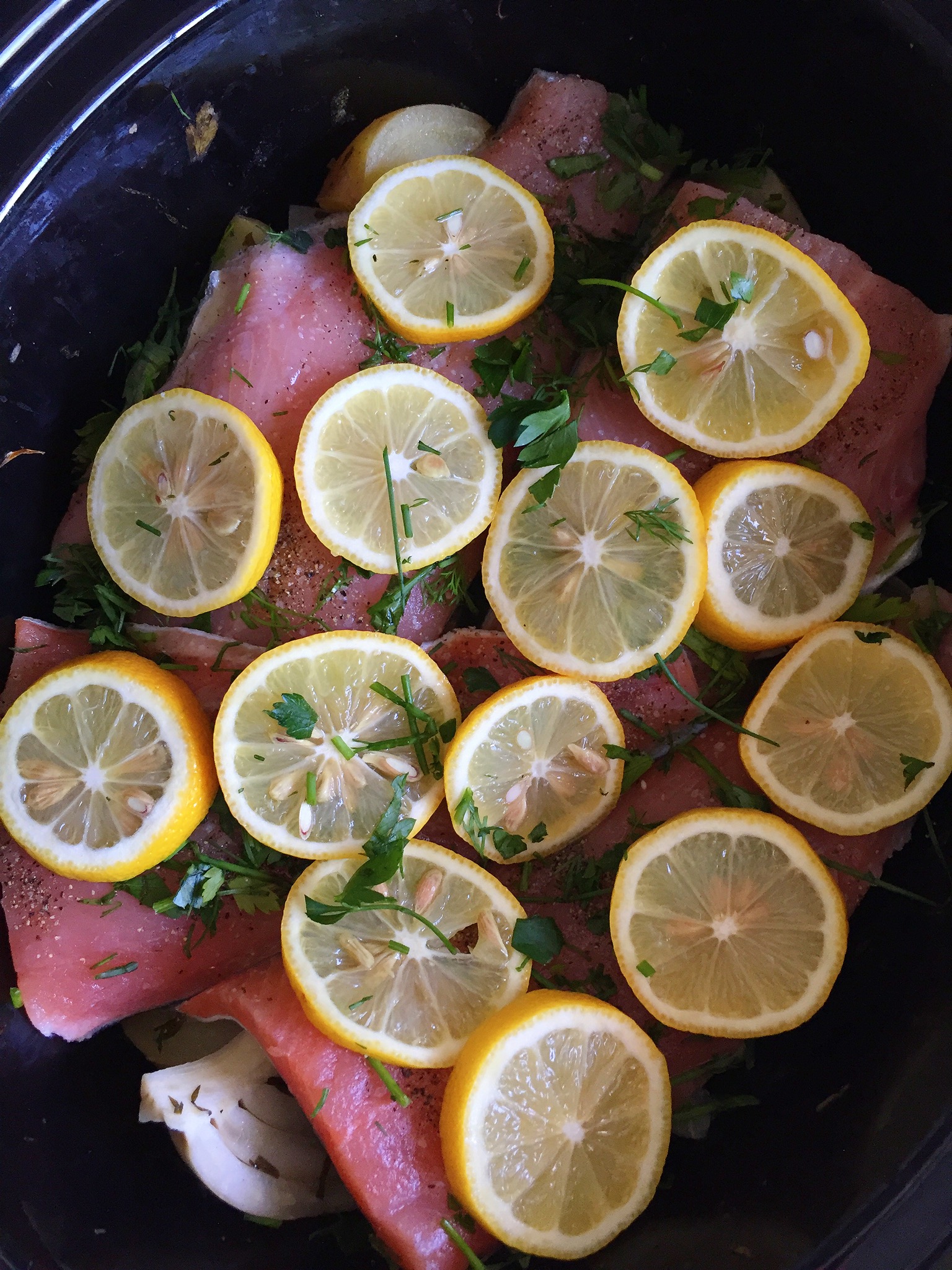 SLOW COOKER SALMON WITH POTATOES, FENNEL, AND HERBS // laurenariza.com // recipe schmecipe