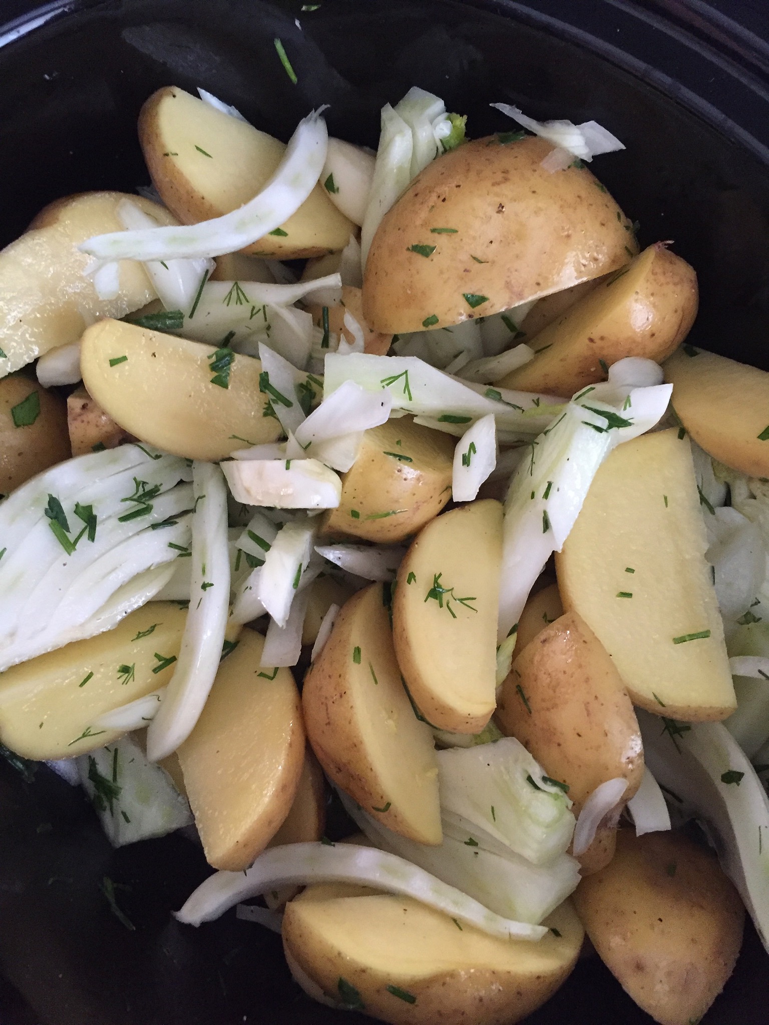 SLOW COOKER SALMON WITH POTATOES, FENNEL, AND HERBS // laurenariza.com // recipe schmecipe