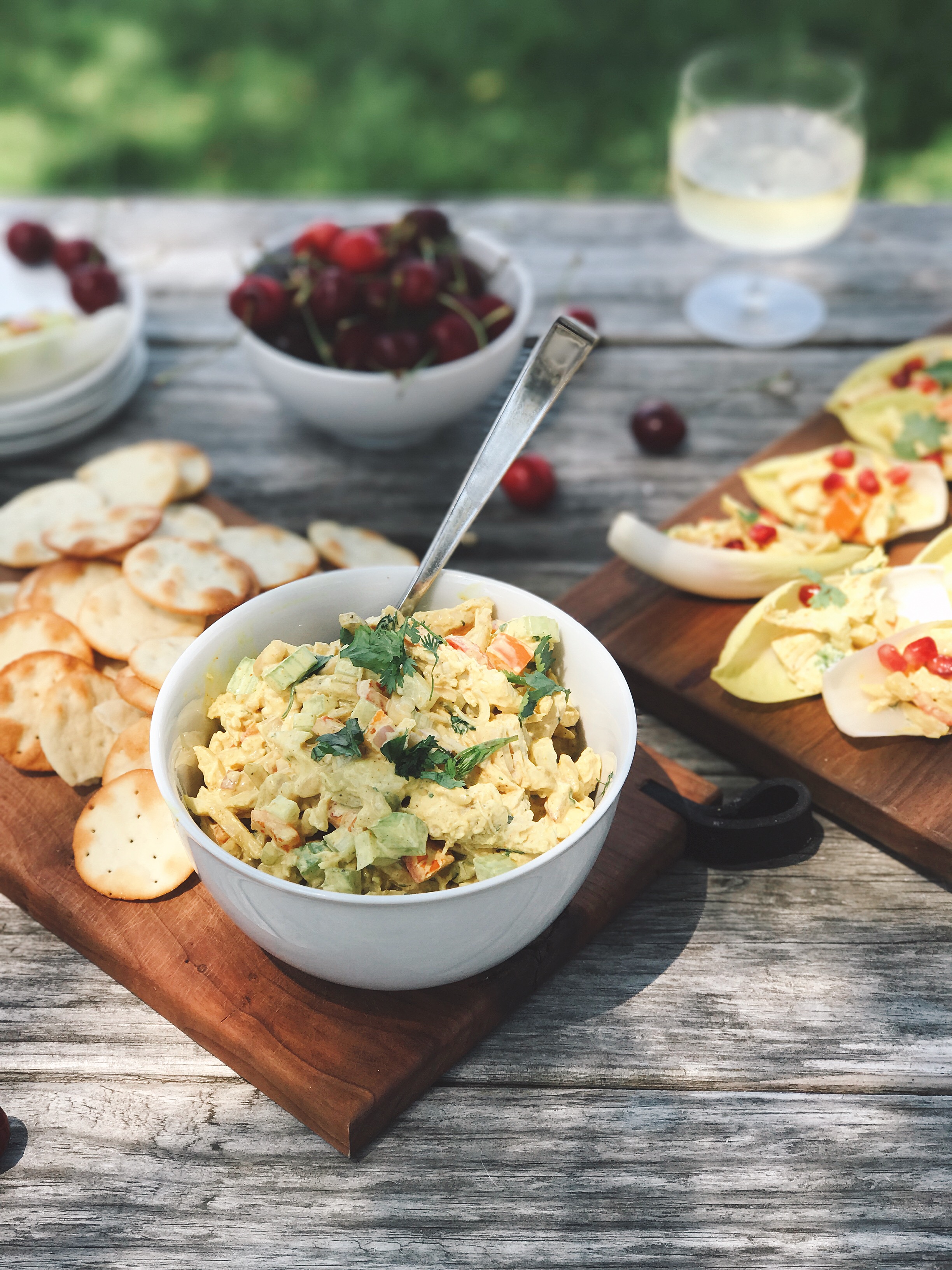 CURRIED CHICKEN SALAD BOATS WITH POMEGRANATE SEEDS // laurenariza.com